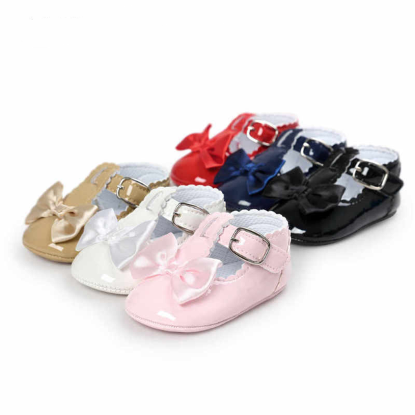 Leather Shoes for Baby Girl Newborn Infant Toddler Crown Bow Princess Shoes Soft Soled Footwear First Walkers Beautiful Shoes